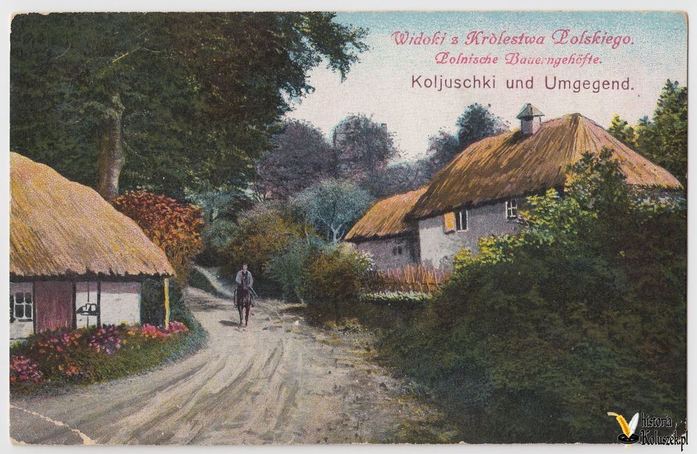 Pocztówka przedstawiająca wieś Koluszki nad Mrogą - ok. 1916 r.